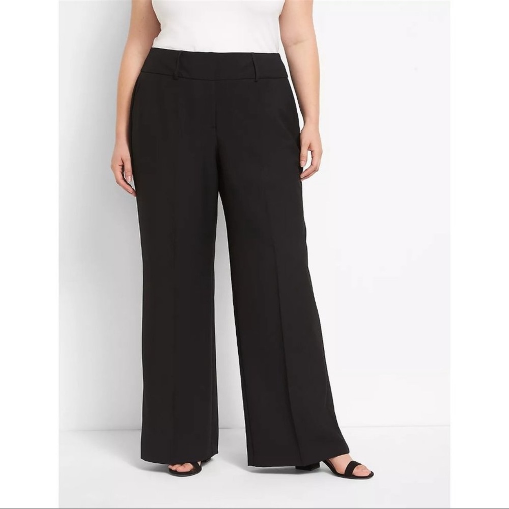 Navy Blue Wide leg Perfect Drape Lane Bryant Pants size 22 short